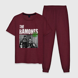 Пижама хлопковая мужская The Ramones Рамоунз, цвет: меланж-бордовый