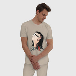Пижама хлопковая мужская Портрет Skrillex Скриллекс, цвет: миндальный — фото 2