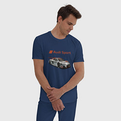 Пижама хлопковая мужская Audi sport - racing team, цвет: тёмно-синий — фото 2
