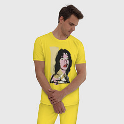 Пижама хлопковая мужская Andy Warhol - Mick Jagger pop art, цвет: желтый — фото 2