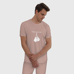 Пижама хлопковая мужская Уходя гасите свет, цвет: пыльно-розовый — фото 2