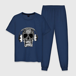 Пижама хлопковая мужская Musical skull, цвет: тёмно-синий