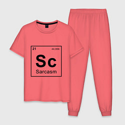 Пижама хлопковая мужская САРКАЗМ - SARCASM, Sc Таблица Менделеева, цвет: коралловый