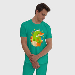Пижама хлопковая мужская Теперь мне 6, цвет: зеленый — фото 2