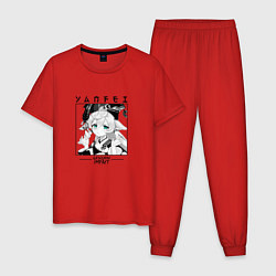 Пижама хлопковая мужская Янь Фэй Yanfei, Genshin Impact, цвет: красный