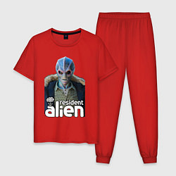 Пижама хлопковая мужская Resident alien, цвет: красный