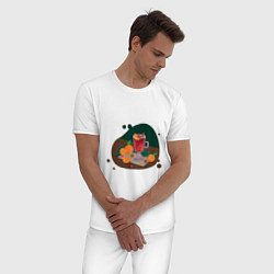 Пижама хлопковая мужская Иллюстрация с глинтвейном, цвет: белый — фото 2