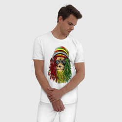 Пижама хлопковая мужская Rasta lioN, цвет: белый — фото 2