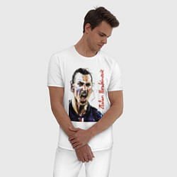 Пижама хлопковая мужская Zlatan Ibrahimovich - striker, Milan цвета белый — фото 2