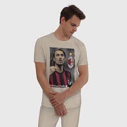 Пижама хлопковая мужская Paolo Cesare Maldini - Milan, captain, цвет: миндальный — фото 2