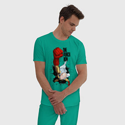 Пижама хлопковая мужская Saitama One Punch, цвет: зеленый — фото 2
