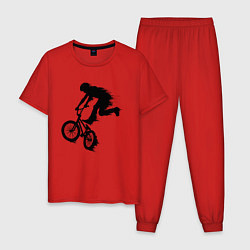 Пижама хлопковая мужская ВЕЛОСПОРТ BMX Racing ВЕЛОСИПЕДИСТ, цвет: красный