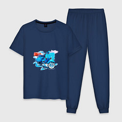 Пижама хлопковая мужская Легендарная VESPA, цвет: тёмно-синий