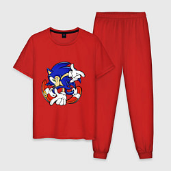 Пижама хлопковая мужская Blue Hedgehog, цвет: красный