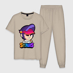 Пижама хлопковая мужская FANG BRAWL STARS ФЭНГ АВАТАРКА, цвет: миндальный