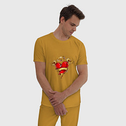 Пижама хлопковая мужская СЕРДЦЕ АНГЕЛА, цвет: горчичный — фото 2