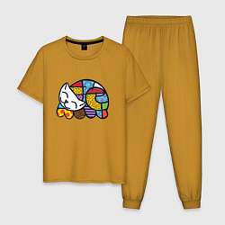 Пижама хлопковая мужская Котик Ромеро Бритто, цвет: горчичный