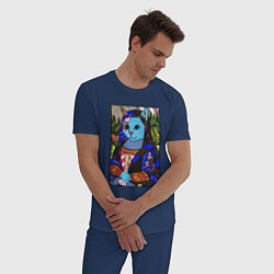Пижама хлопковая мужская Ромеро Бритто Mona Cat, цвет: тёмно-синий — фото 2