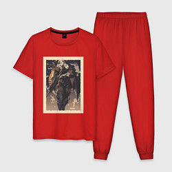 Пижама хлопковая мужская Sova арт, цвет: красный