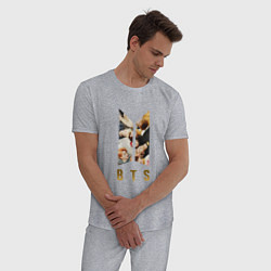 Пижама хлопковая мужская БТС Логотип Фото, цвет: меланж — фото 2