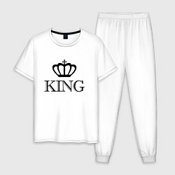 Пижама хлопковая мужская KING Парные Король, цвет: белый