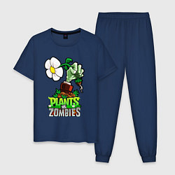 Пижама хлопковая мужская Plants vs Zombies рука зомби, цвет: тёмно-синий