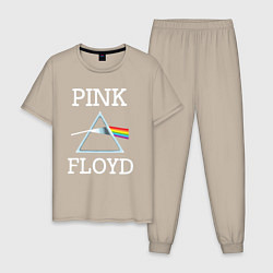 Пижама хлопковая мужская PINK FLOYD - ПИНК ФЛОЙД ЛОГОТИП, цвет: миндальный