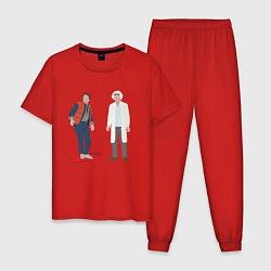 Пижама хлопковая мужская Назад в будущее делориан 2022, цвет: красный
