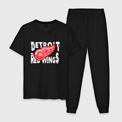 Пижама хлопковая мужская Детройт Ред Уингз Detroit Red Wings, цвет: черный