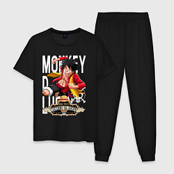 Пижама хлопковая мужская One Piece Monkey Большой Куш Манки, цвет: черный