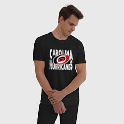 Пижама хлопковая мужская Каролина Харрикейнз, Carolina Hurricanes, цвет: черный — фото 2