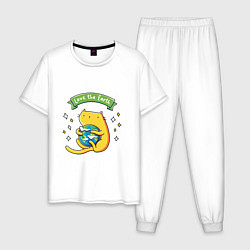 Пижама хлопковая мужская Любвеобильный Котик, цвет: белый