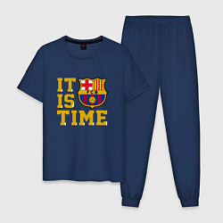 Пижама хлопковая мужская IT IS BARCA TIME НАСТАЛО ВРЕМЯ БАРСЫ Barcelona Бар, цвет: тёмно-синий