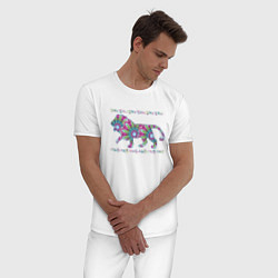 Пижама хлопковая мужская Узорчатый лев, цвет: белый — фото 2