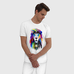 Пижама хлопковая мужская Color lion! Neon!, цвет: белый — фото 2