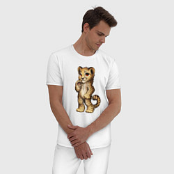 Пижама хлопковая мужская Прикольный милый леопардик, цвет: белый — фото 2