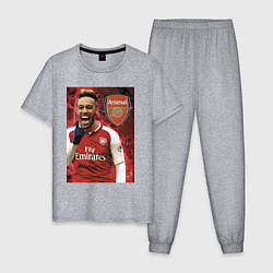 Пижама хлопковая мужская Arsenal, Pierre-Emerick Aubameyang, цвет: меланж