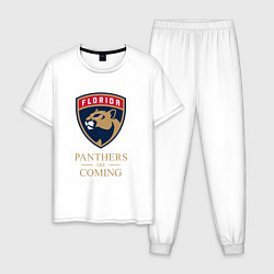 Пижама хлопковая мужская Panthers are coming Florida Panthers Флорида Панте, цвет: белый