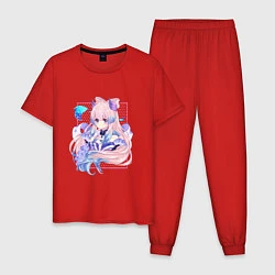 Пижама хлопковая мужская Задумчивая Кокоми, цвет: красный