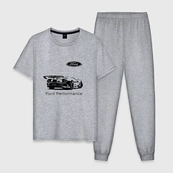 Пижама хлопковая мужская Ford Performance Racing team, цвет: меланж