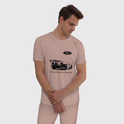 Пижама хлопковая мужская Ford Performance Racing team, цвет: пыльно-розовый — фото 2