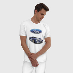 Пижама хлопковая мужская Ford Racing team, цвет: белый — фото 2