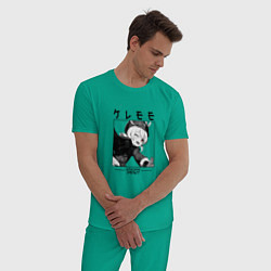 Пижама хлопковая мужская Кли Klee, Genshin Impact, цвет: зеленый — фото 2