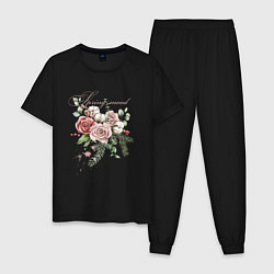 Пижама хлопковая мужская Spring mood Flower, цвет: черный