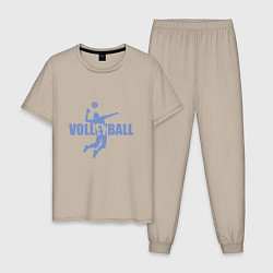 Пижама хлопковая мужская Стиль - Волейбол, цвет: миндальный