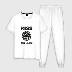 Пижама хлопковая мужская Volleyball - Kiss My Ace, цвет: белый