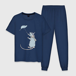 Пижама хлопковая мужская Мышь-колдун, цвет: тёмно-синий
