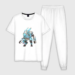 Пижама хлопковая мужская Зайчик в роботе, цвет: белый