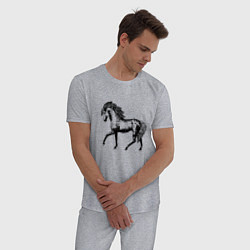Пижама хлопковая мужская Мустанг Лошадь, цвет: меланж — фото 2