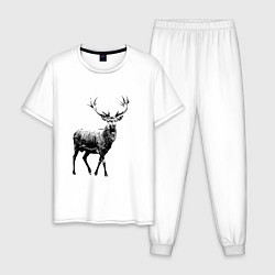 Пижама хлопковая мужская Черный олень Black Deer, цвет: белый